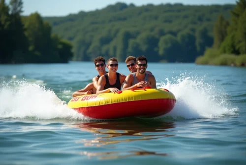 Découverte aquatique : bouée tractée au cœur du lac de Cazaux